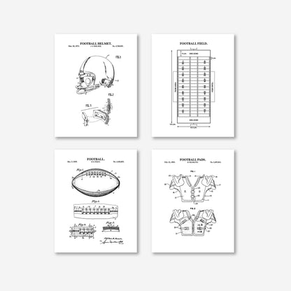 Football Patent Wall Art - Set of 4 Ready to Frame Prints