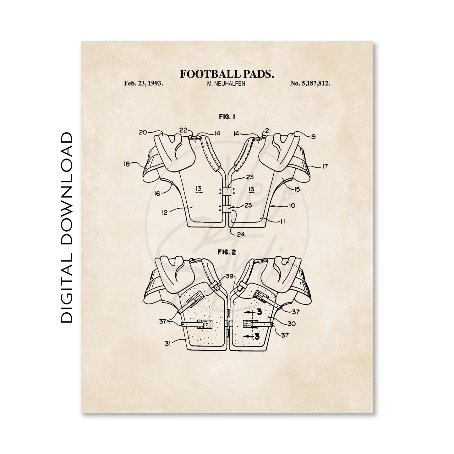 Football Patent Wall Art Bundle Set  - DIGITAL DOWNLOAD