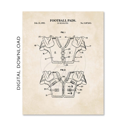 Football Patent Wall Art Bundle Set  - DIGITAL DOWNLOAD