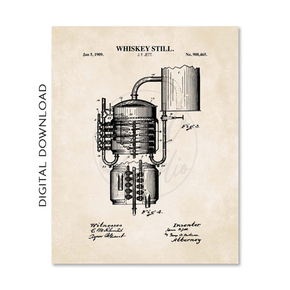 Whiskey Making Patent Print Wall Art - Set of 6 - PRINTABLE DIGITAL DOWNLOAD