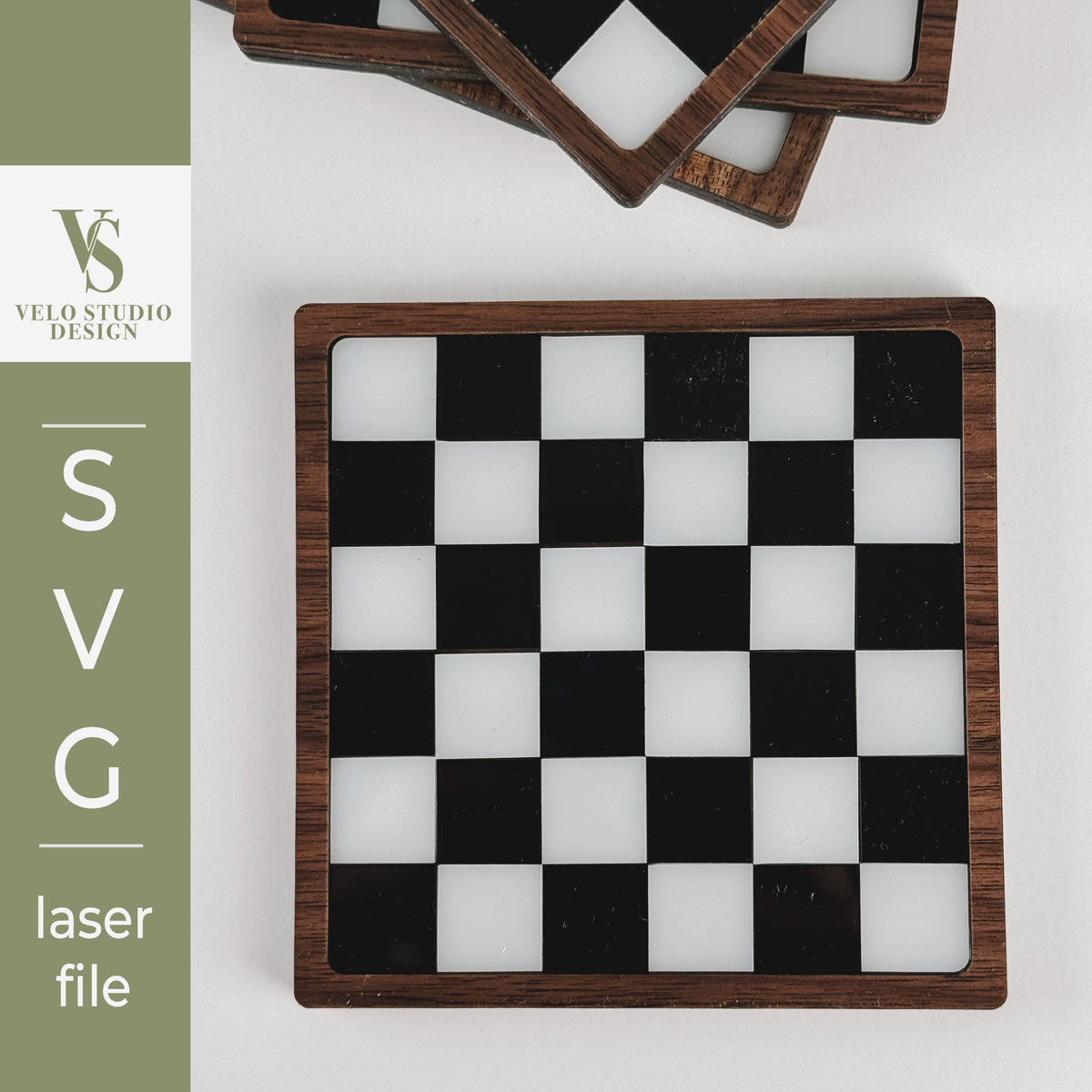 Checkerboard Coaster SVG | Layered Laser Cut File
