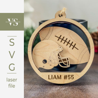 Football Ornament SVG | Personalized Layered Laser Cut File