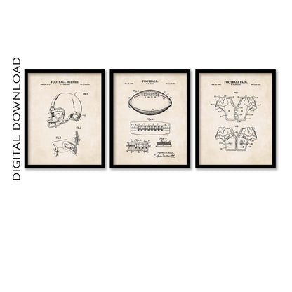 Football Patent Wall Art - Set of 3 - Printable Digital Download