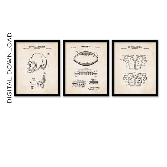 Football Patent Wall Art - Set of 3 - Printable Digital Download