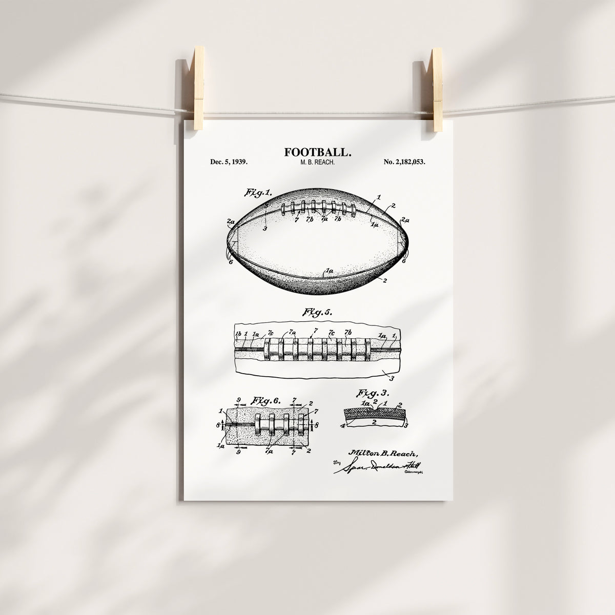 Football Patent Wall Art - Ready to Frame Print