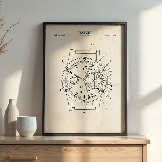 Watch 1969 Patent Wall Art  - DIGITAL DOWNLOAD