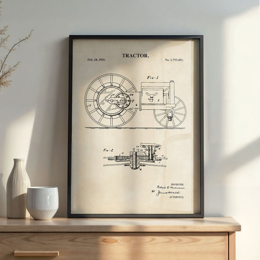 Antique Tractor Wall Art - 1931 Tractor Patent Print - DIGITAL DOWNLOAD