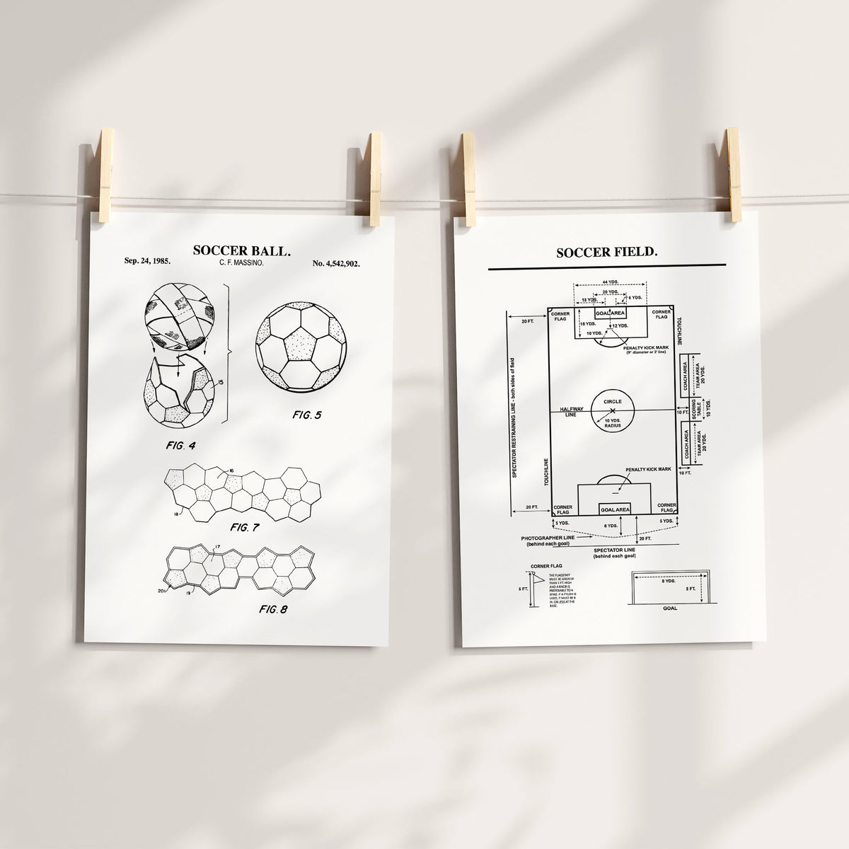 Soccer Patent Wall Art - Set of 2 Ready to Frame Prints