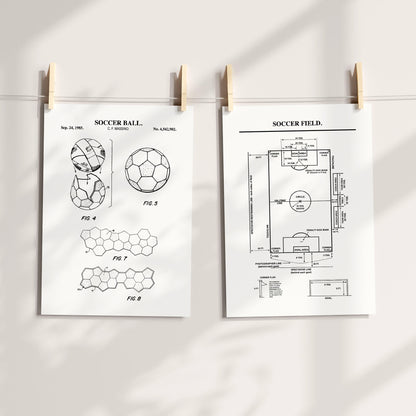 Soccer Patent Wall Art - Set of 2 Ready to Frame Prints