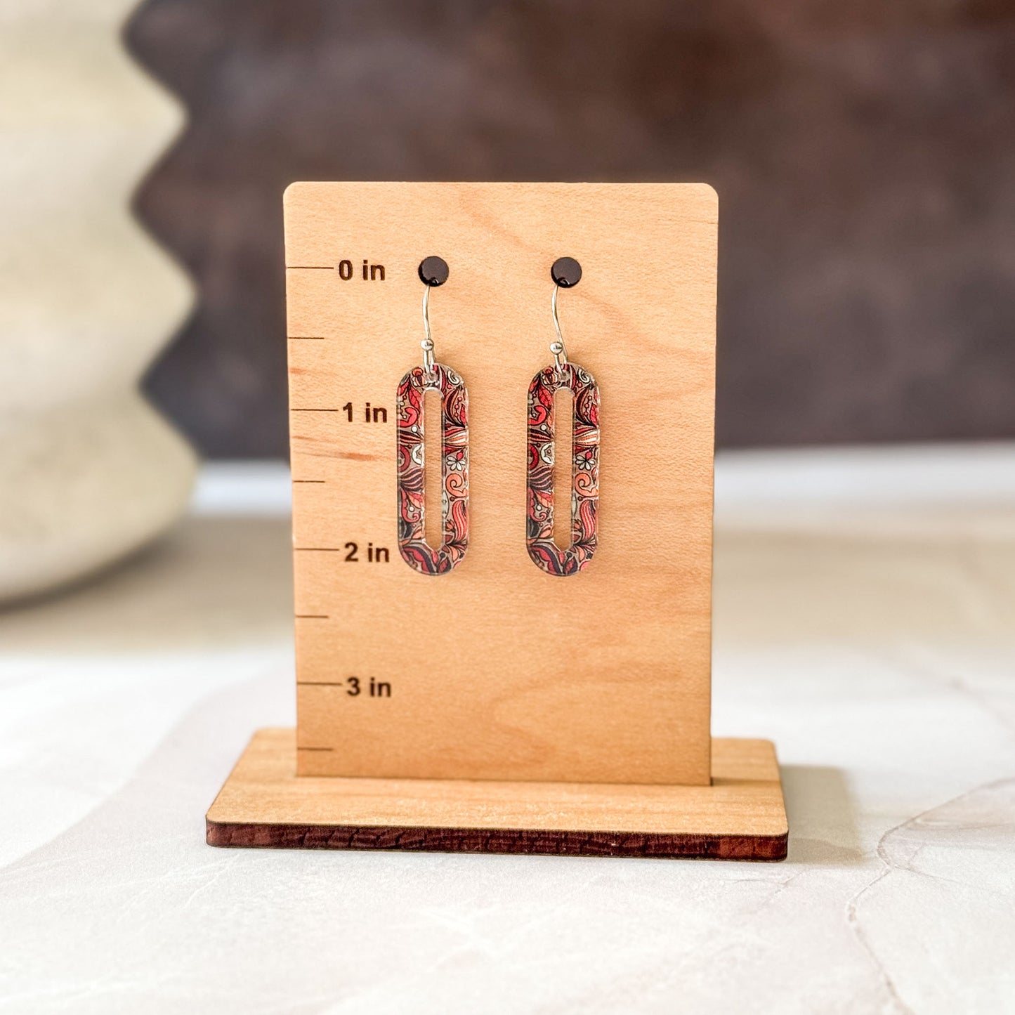 Autumn Dangle Long Oval Earrings