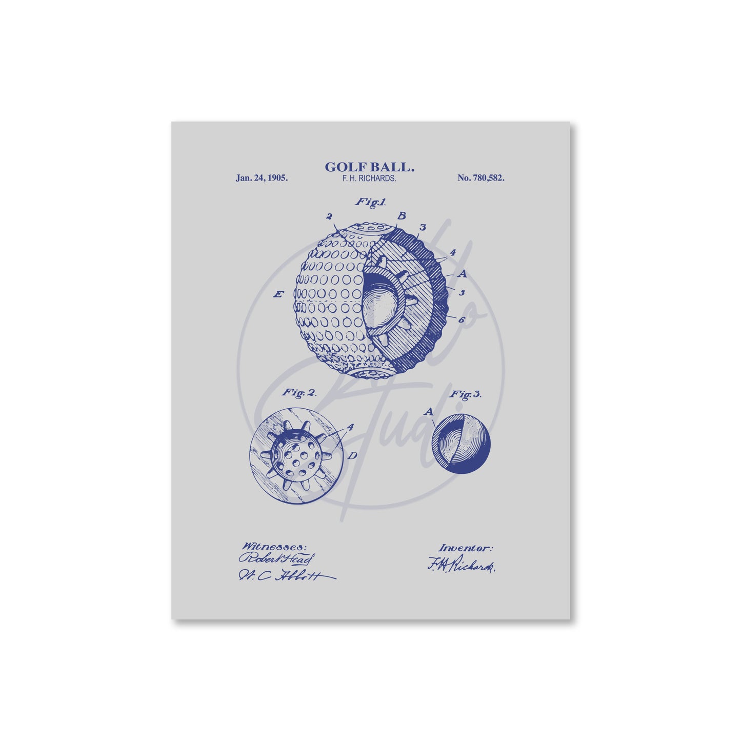 Golf Ball Patent Wall Art - Ready to Frame Print