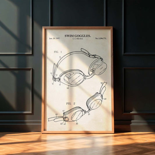 Swim Goggles Patent Wall Art - PRINTABLE DIGITAL DOWNLOAD