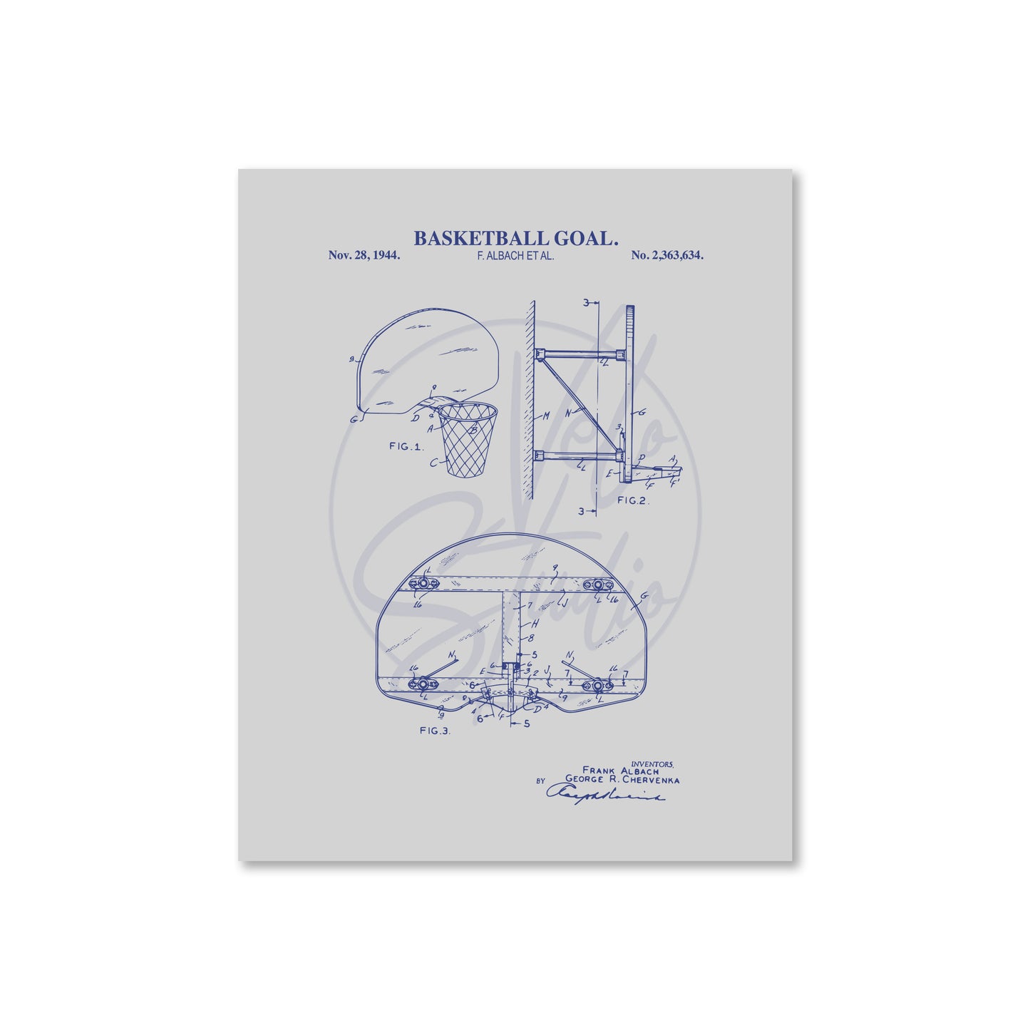 Basketball Goal Wall Art - Retro Basketball Patent - Ready to Frame Print