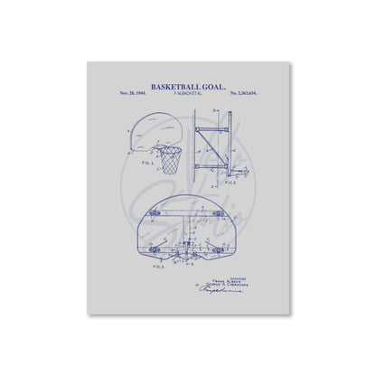 Basketball Goal Wall Art - Retro Basketball Patent - Ready to Frame Print