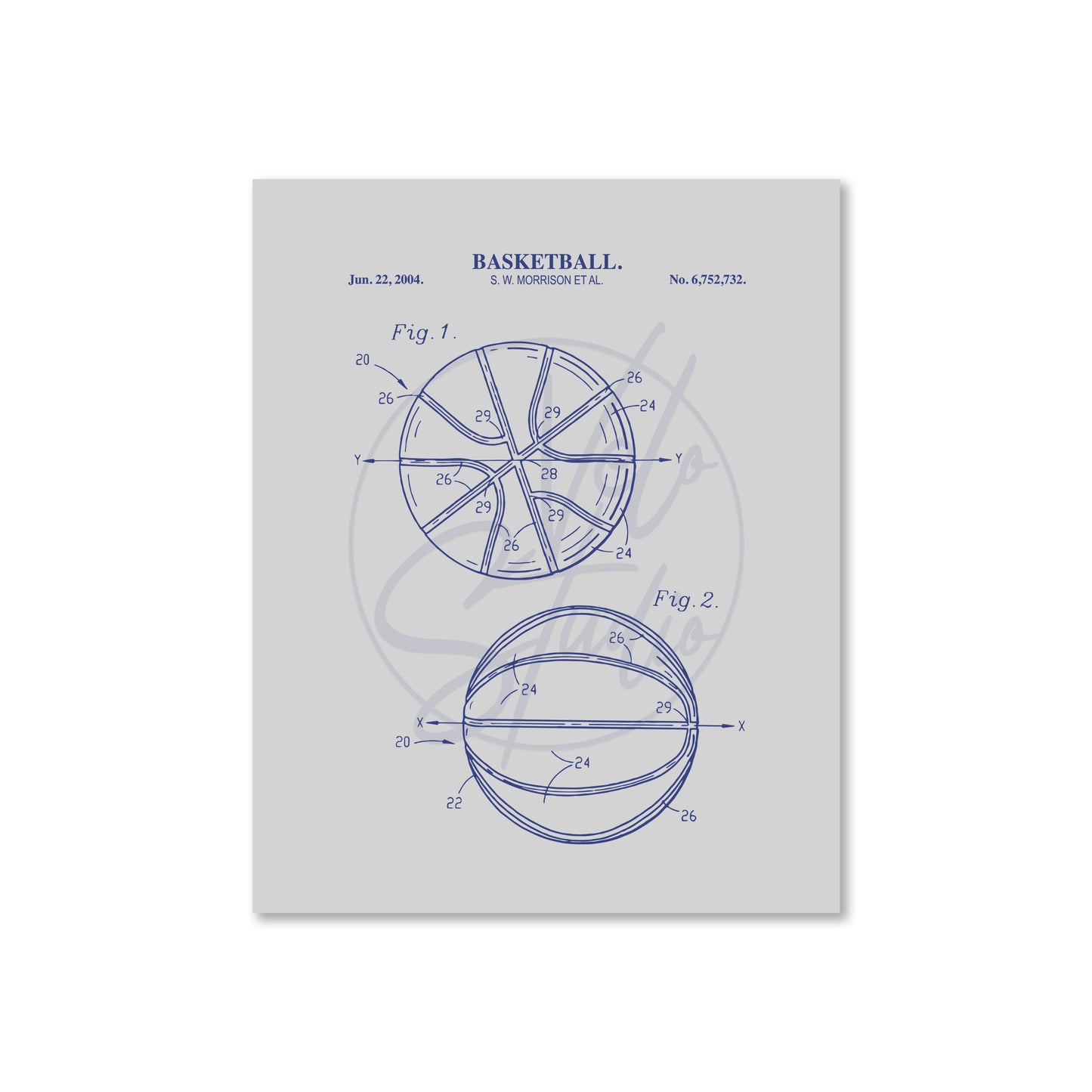 Basketball Patent Wall Art - Ready to Frame Print