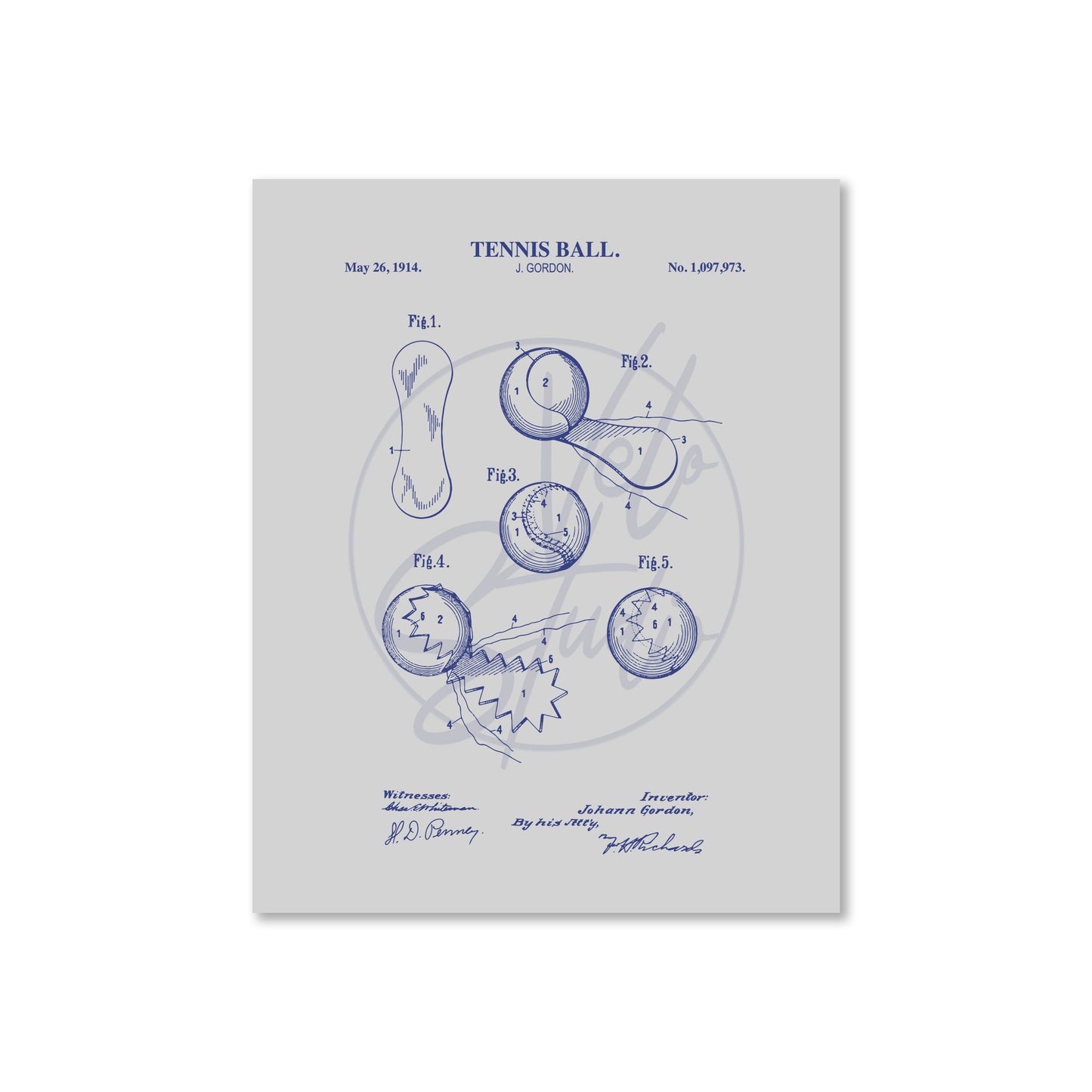 Tennis Ball Patent Wall Art - Ready to Frame Print