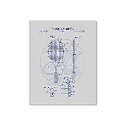 Tennis Racquet Patent Wall Art Print - Ready to Frame Sports Office Decor