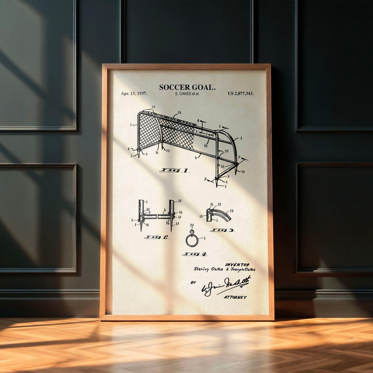 Soccer Goal Patent Wall Art -  DIGITAL DOWNLOAD