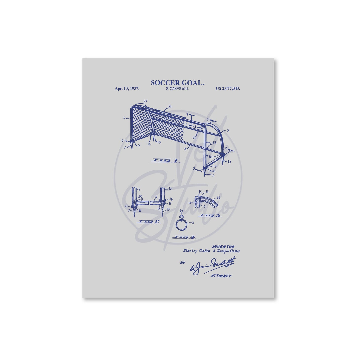 Soccer Goal Patent Wall Art - Ready to Frame Print