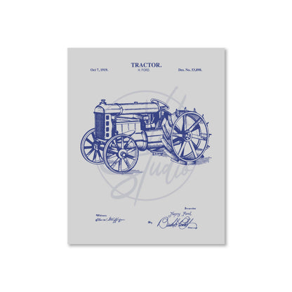 Vintage tractor illustration on a gray background