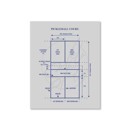 Pickleball Court Diagram Wall Art | Physical Print