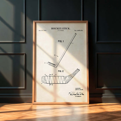 Hockey Stick Patent Wall Art - PRINTABLE DIGITAL DOWNLOAD