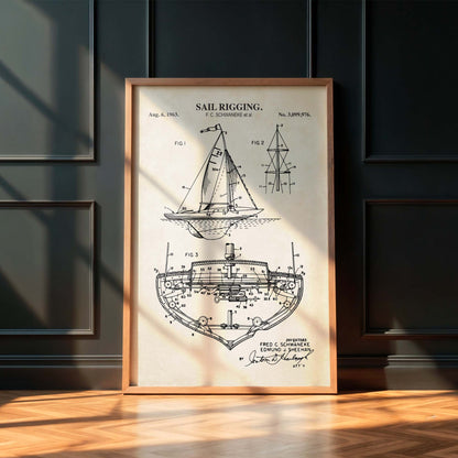 Sail Rigging Patent Wall Art - Nautical Coastal Print - PRINTABLE DIGITAL DOWNLOAD