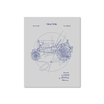 Tractor Wall Art - 1932 Tractor Patent Art - Ready to Frame Print