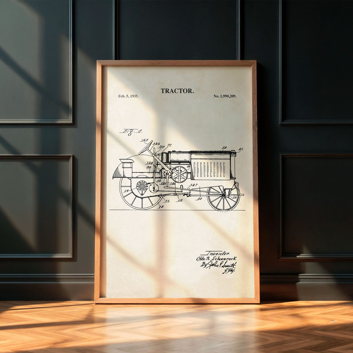 Tractor Wall Art - 1935 Tractor Patent Art - Ready to Frame Print