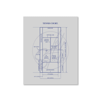 Tennis Court Wall Art - Ready to Frame Minimalist Sports Decor