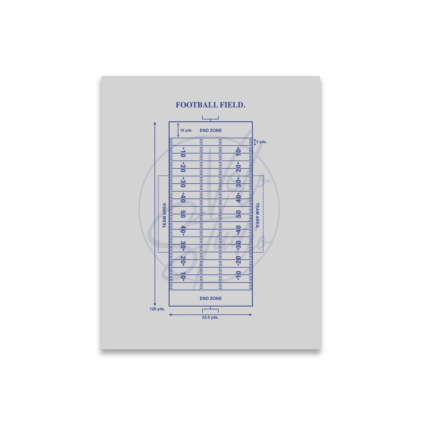Notebook with football field diagram on a white background