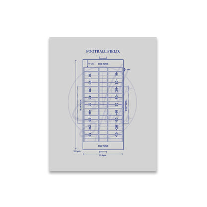 Notebook with football field diagram on a white background