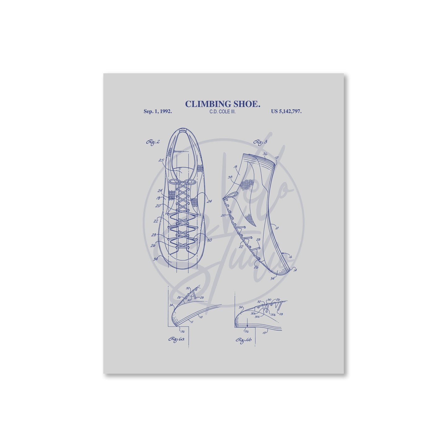 Climbing Shoe Patent Wall Art - Ready to Frame Print