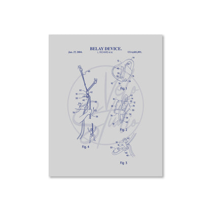 Belay Device Patent Wall Art - Ready to Frame Print