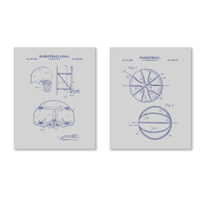 Basketball Patent Wall Art - Set of 2 Ready to Frame Prints