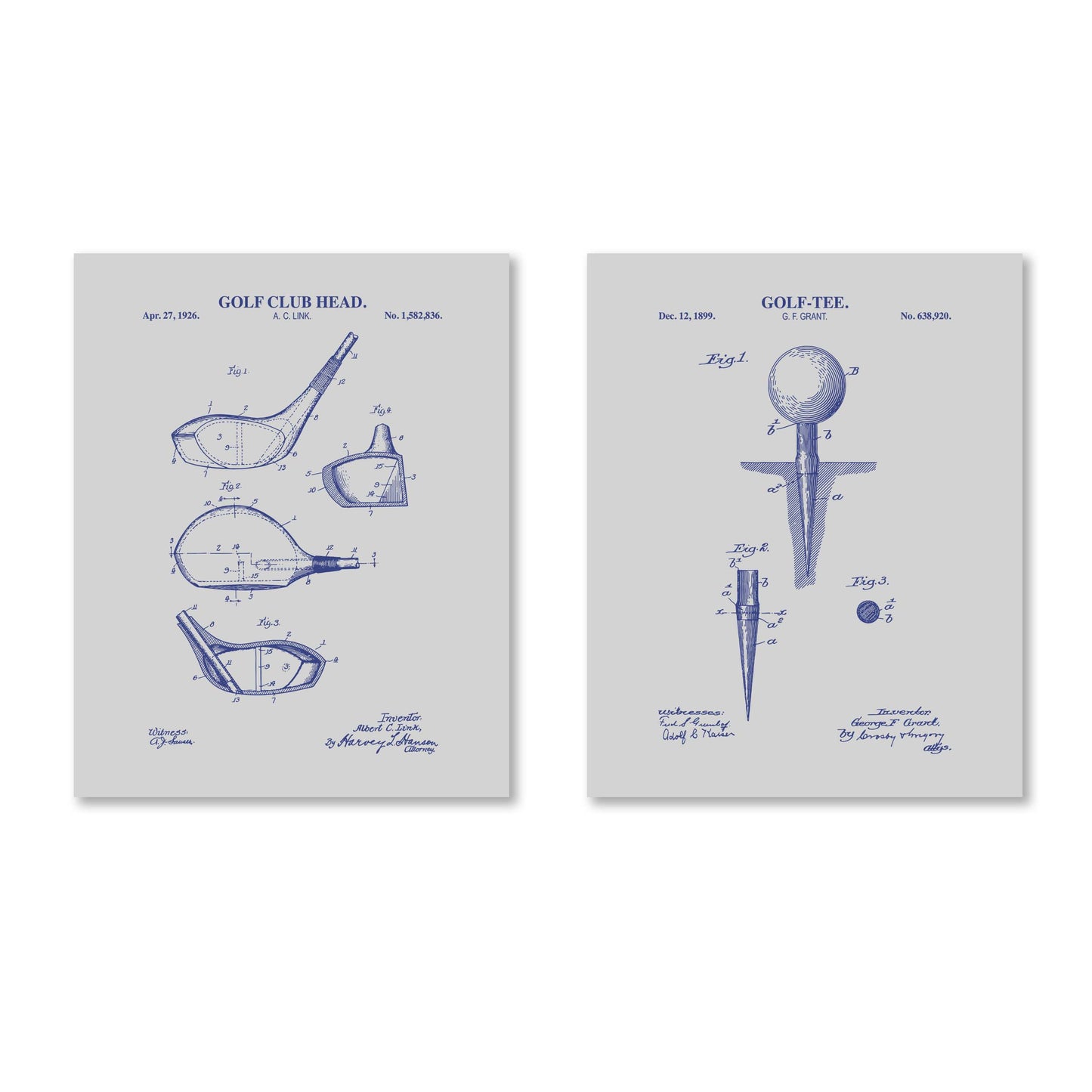 Golf Patent Wall Art Set - Ready to Frame Prints