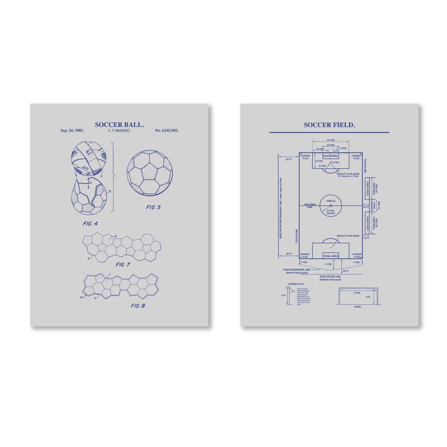 Soccer Patent Wall Art - Set of 2 Ready to Frame Prints