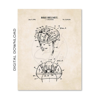 Mountain Bike Wall Art Set - Bike Frame, Helmet and Cycling Shoe Patent Prints - DIGITAL DOWNLOAD