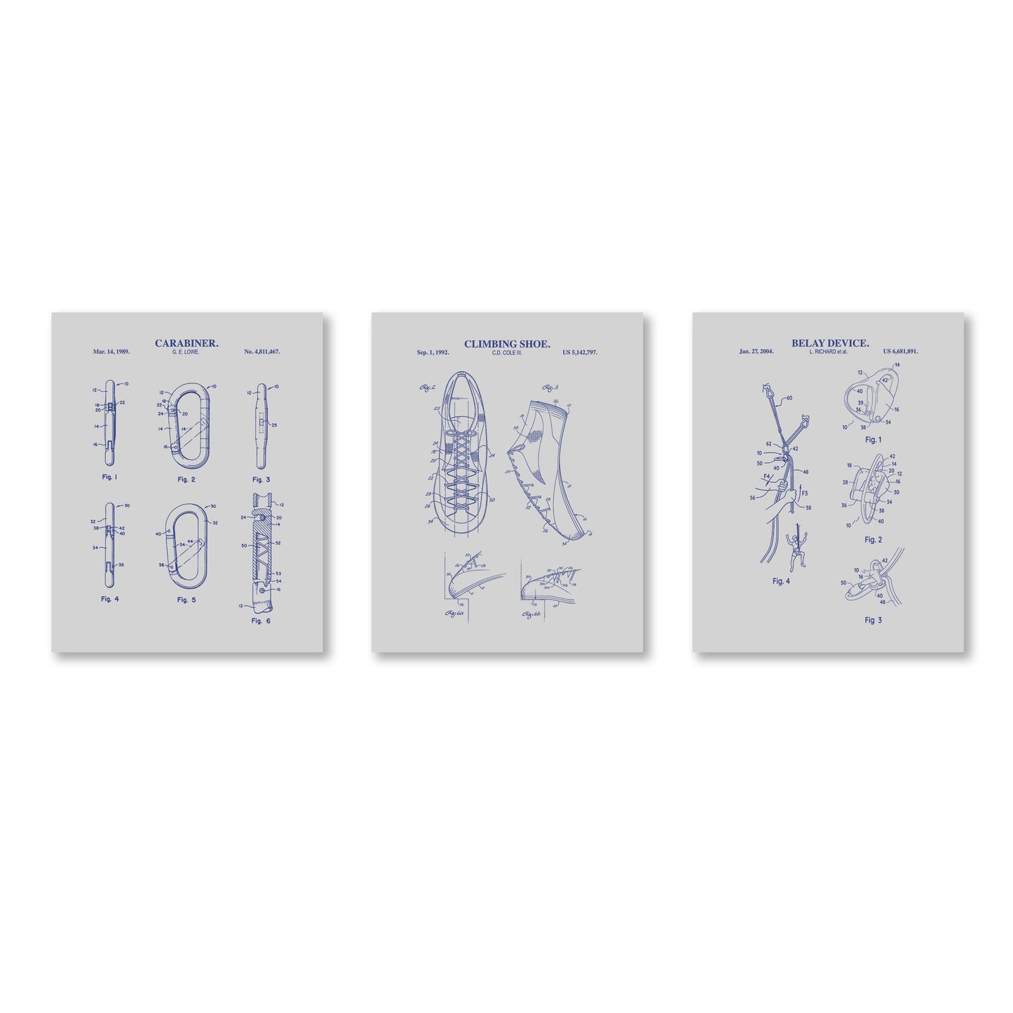 Climbing Patent Wall Art Set | Ready to Frame Prints