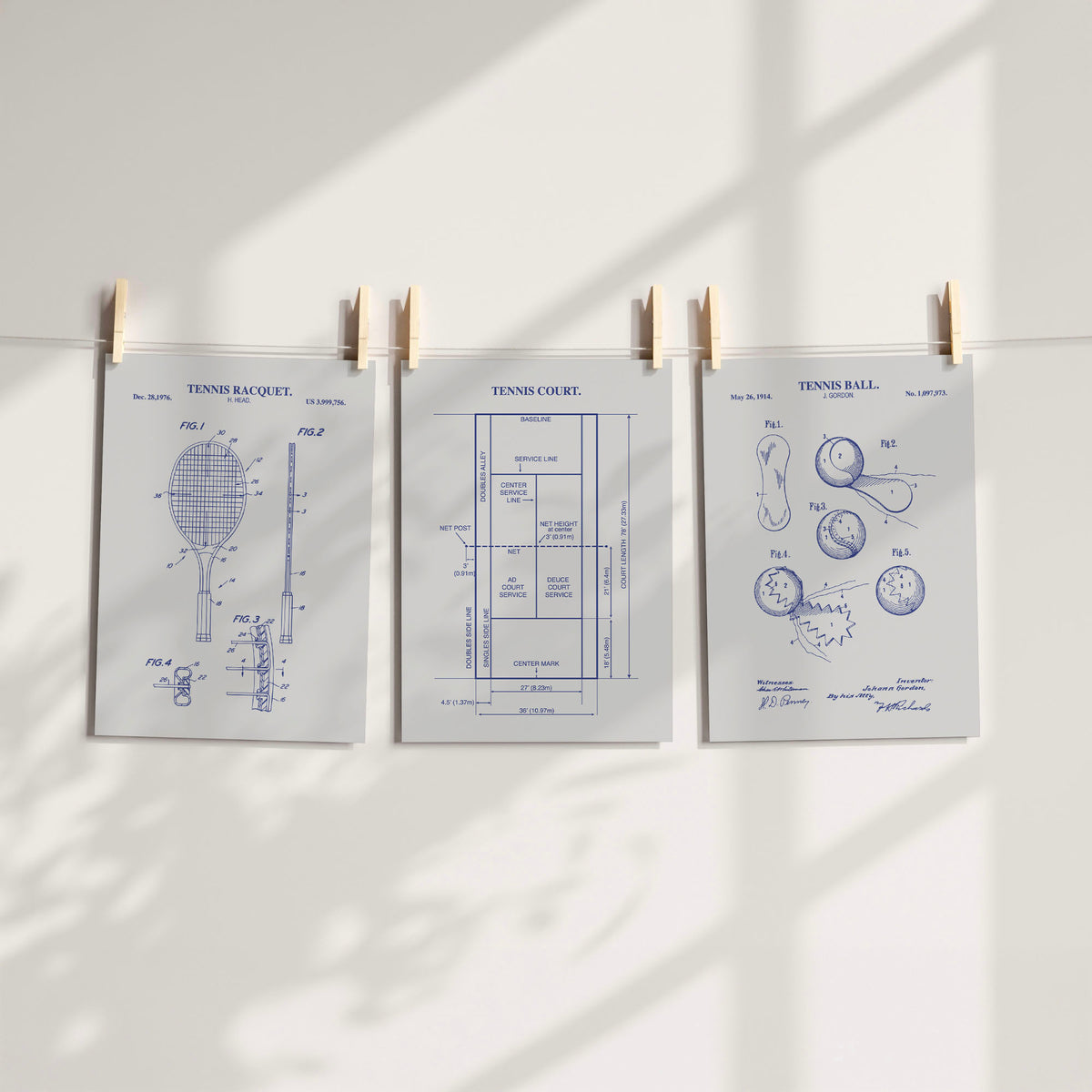 Tennis Wall Art Set - Ready to Frame Prints