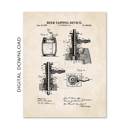 Beer Patent Wall Art Set - PRINTABLE DIGITAL DOWNLOAD