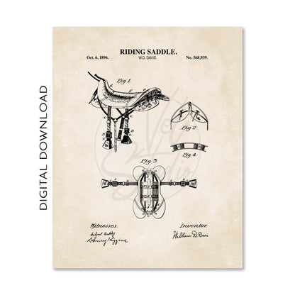 Equestrian Patent Wall Art Set - Horse Wall Art -  PRINTABLE DIGITAL DOWNLOAD