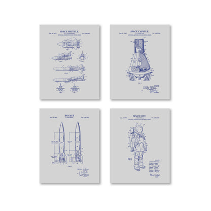 Space Patent Wall Art Set - Ready to Frame Prints