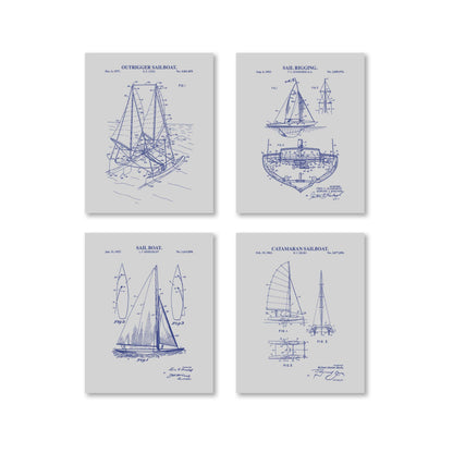 Sailing Patent Prints Wall Art - Set of 4 Physical Prints