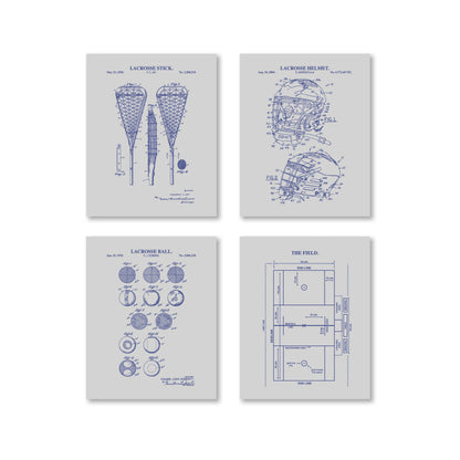 Men's Lacrosse Wall Art - Set of 4 Physical Prints