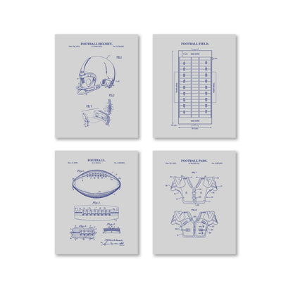 Football Patent Wall Art - Set of 4 Ready to Frame Prints
