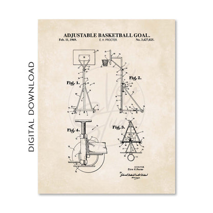 Basketball Patent Print Wall Art - Set of 6 - PRINTABLE DIGITAL DOWNLOAD