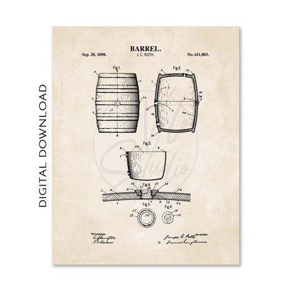 Whiskey Making Patent Print Wall Art - Set of 6 - PRINTABLE DIGITAL DOWNLOAD