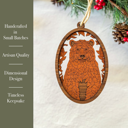 Bear Wood Ornament  - Handcrafted Christmas Décor