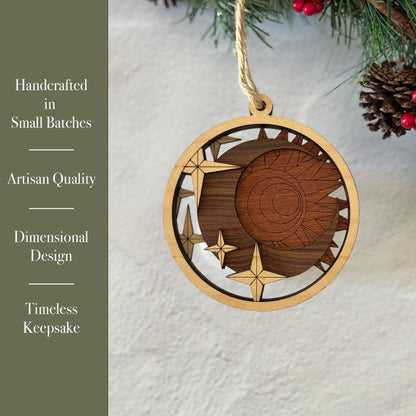 Celestial Sun and Moon Wood Ornament